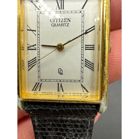 Citizen CQ 4031-893743 Quartz Analog Ladies Watch Gold Tone Black Leather Band main image 9